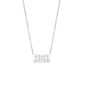 Silver colored Angel numbers 11:11 pendant necklace
